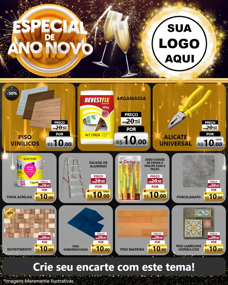 Modelo de Rede Social para Feed Instagram com o tema Especial de Ano Novo para Material para Construção