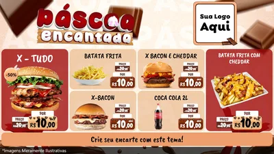 Modelo de TV para TV Horizontal com o tema Páscoa Encantada para Hamburgueria