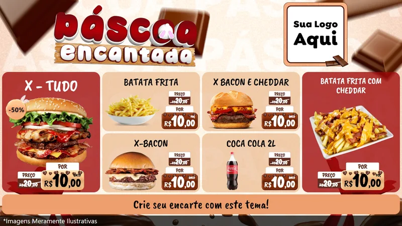 Modelo de TV para TV Horizontal com o tema Páscoa Encantada para Hamburgueria