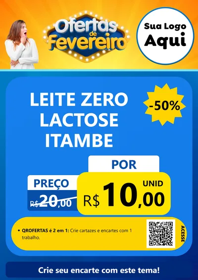 Modelo de Cartaz para Cartaz A4 Vertical com o tema Ofertas de Fevereiro para Frios e Laticínios