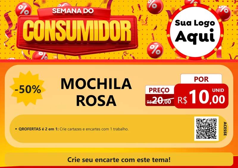 Modelo de Cartaz para Cartaz A4 Horizontal com o tema Semana do Consumidor para Papelaria