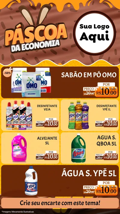 Modelo de TV para TV Vertical com o tema Páscoa da Economia para Produtos de Limpeza