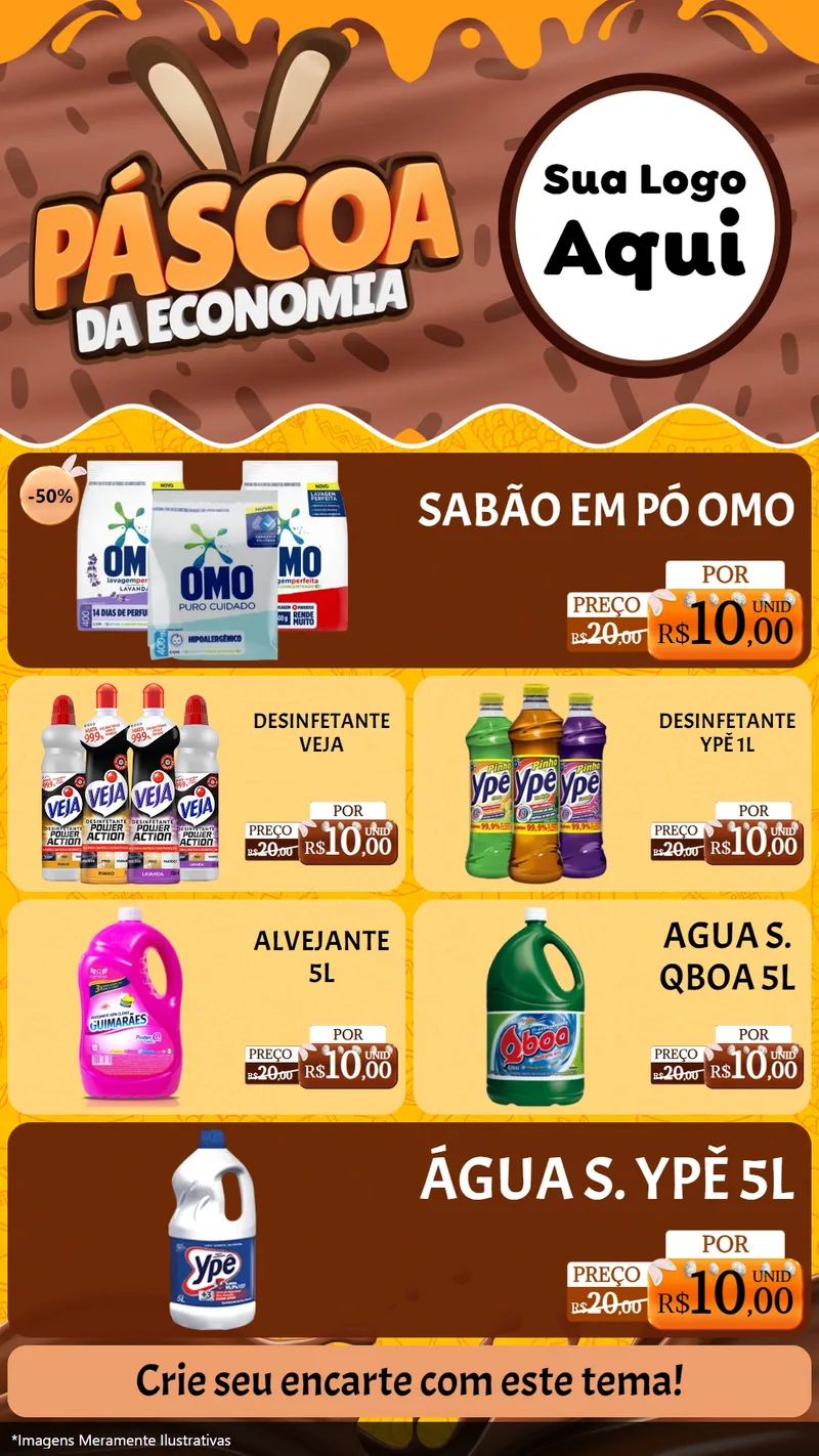 Modelo de TV para TV Vertical com o tema Páscoa da Economia para Produtos de Limpeza