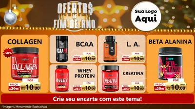 Modelo de TV para TV Horizontal com o tema Ofertas de Fim de Ano para Suplementos alimentares