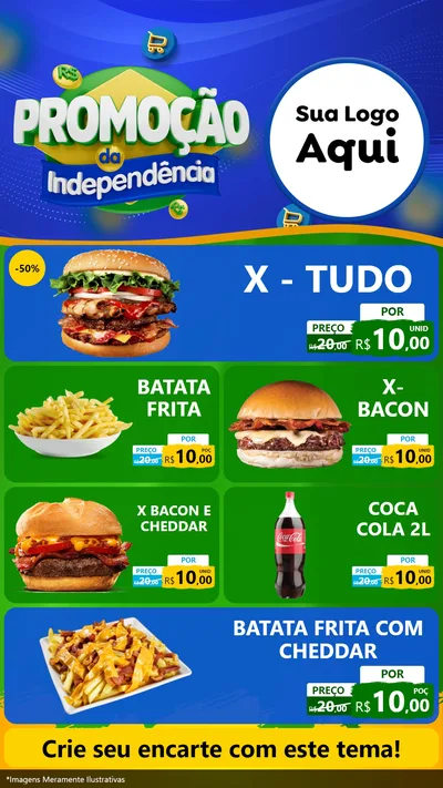 Modelo de TV para TV Vertical com o tema Promoção da Independência para Hamburgueria