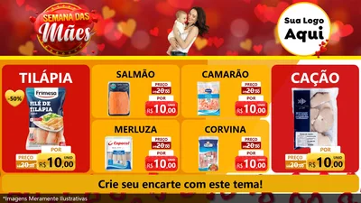 Modelo de TV para TV Horizontal com o tema Semana das Mães para Peixaria