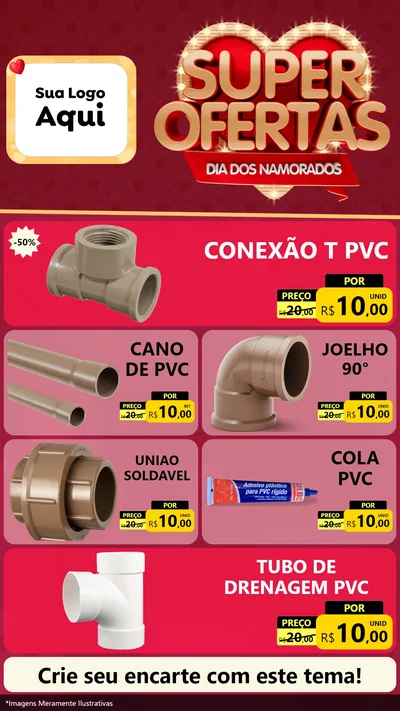 Modelo de TV para TV Vertical com o tema Dia dos Namorados para Tubos e conexões