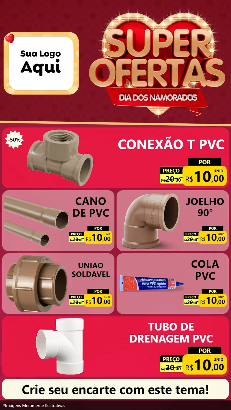 Modelo de TV para TV Vertical com o tema Dia dos Namorados para Tubos e conexões