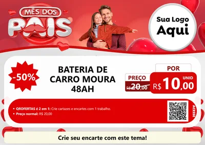 Modelo de Cartaz para Cartaz A4 Horizontal com o tema Mês dos Pais para Baterias Elétricas
