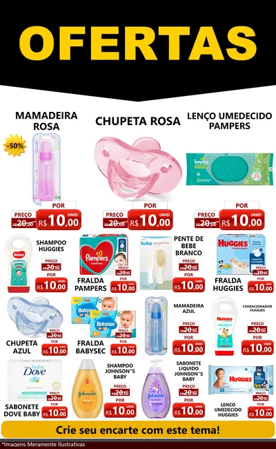 Modelo de Encarte para Encarte Grande com o tema Ofertas Preto e Vermelho Cartaz para Bebês