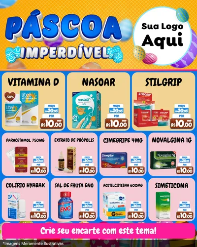 Modelo de Rede Social para Feed Instagram com o tema Páscoa Imperdível para Farmácia