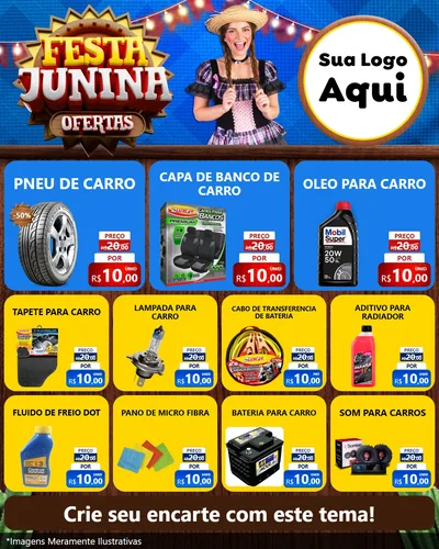 Modelo de Rede Social para Feed Instagram com o tema Festa Junina Ofertas para Auto peças