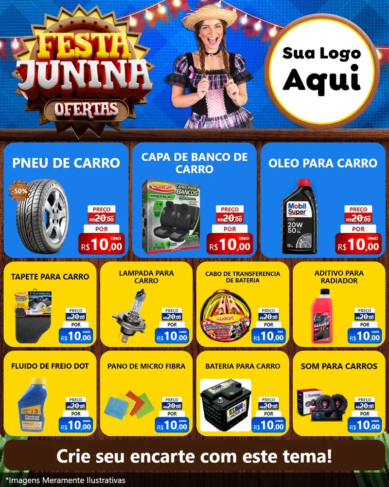 Modelo de Rede Social para Feed Instagram com o tema Festa Junina Ofertas para Auto peças