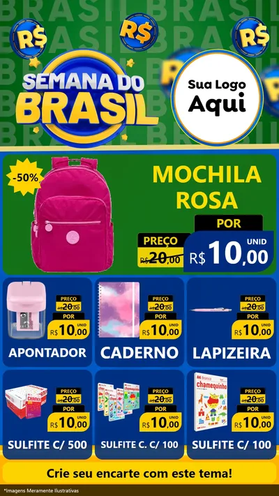 Modelo de Rede Social para Stories com o tema Semana Do Brasil para Papelaria