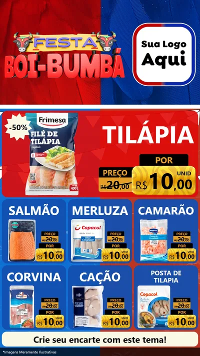 Modelo de Rede Social para Stories com o tema Festa Boi Bumbá para Peixaria