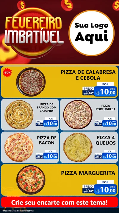 Modelo de TV para TV Vertical com o tema Fevereiro Imbatível para Pizzaria