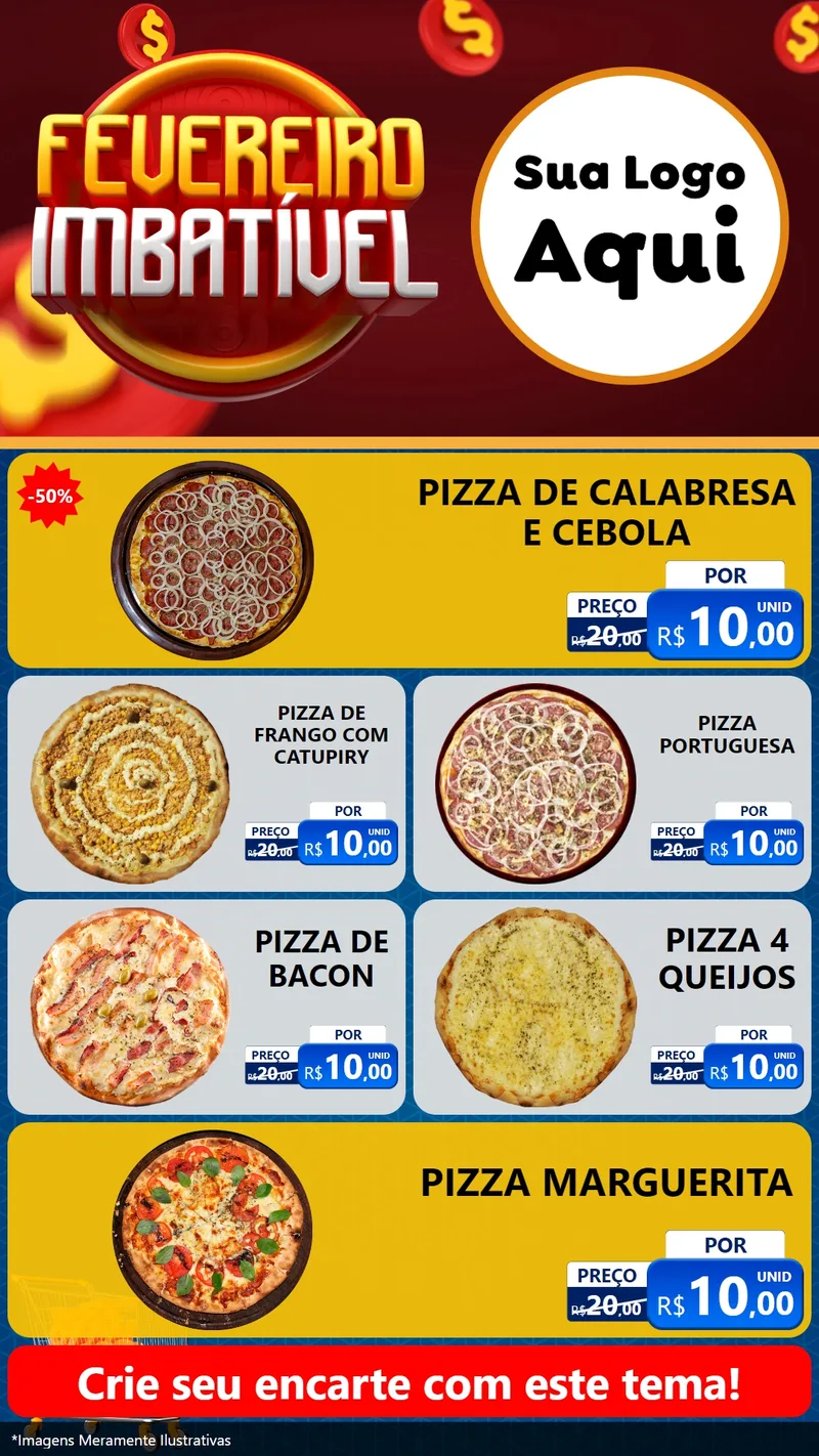 Modelo de TV para TV Vertical com o tema Fevereiro Imbatível para Pizzaria