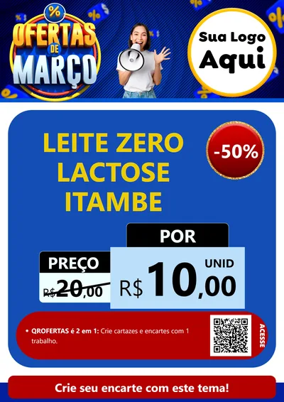 Modelo de Cartaz para Cartaz A4 Vertical com o tema Ofertas de Março para Frios e Laticínios