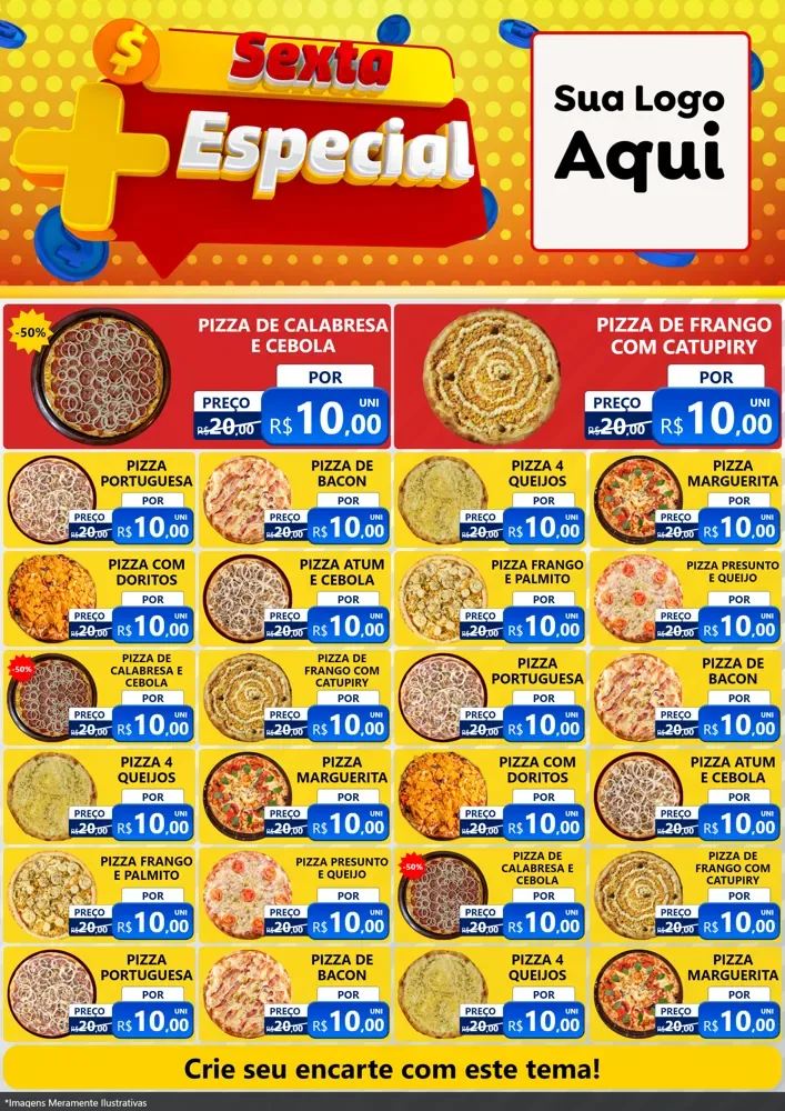 Modelo de Encarte para Encarte A4 Vertical com o tema Sexta Mais Especial para Pizzaria