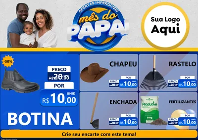 Modelo de Encarte para Encarte A4 Horizontal com o tema Ofertas Imperdíveis Mês Do Papai para Agropecuária