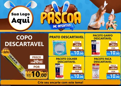 Modelo de Encarte para Encarte A4 Horizontal com o tema Páscoa de Ofertas para Embalagens