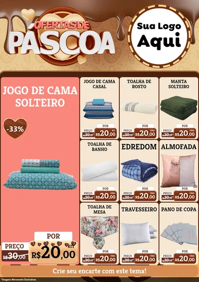Modelo de Encarte para Encarte A4 Vertical com o tema Ofertas de Páscoa para Cama, Mesa e Banho