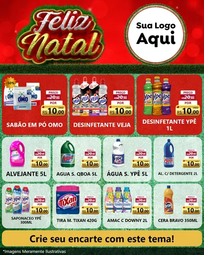 Modelo de Rede Social para Feed Instagram com o tema Feliz Natal para Produtos de Limpeza