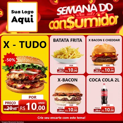 Modelo de Rede Social para Feed Facebook com o tema Semana do Consumidor para Hamburgueria