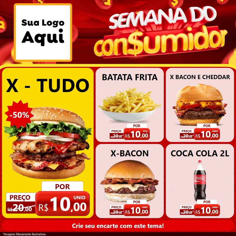 Modelo de Rede Social para Feed Facebook com o tema Semana do Consumidor para Hamburgueria
