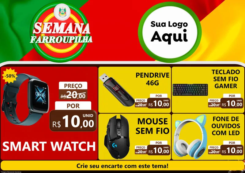 Modelo de Encarte para Encarte A4 Horizontal com o tema Semana Farroupilha para Informática