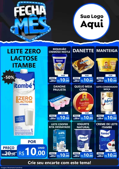 Modelo de Encarte para Encarte A4 Vertical com o tema Fecha Mês para Frios e Laticínios