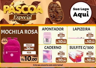Modelo de Encarte para Encarte A4 Horizontal com o tema Páscoa Especial para Papelaria
