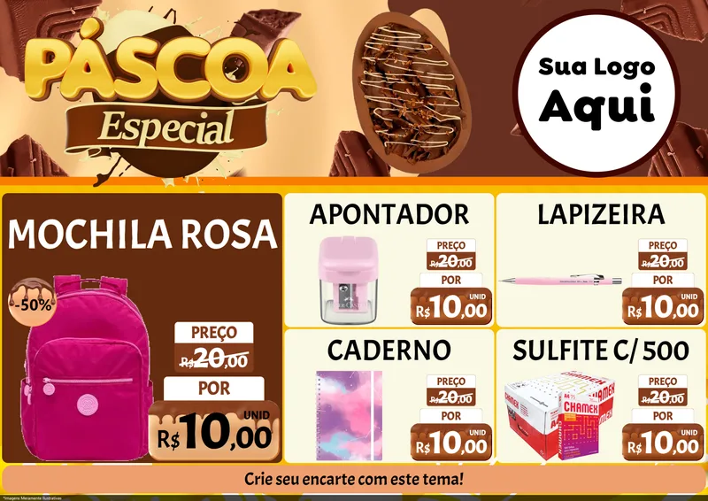 Modelo de Encarte para Encarte A4 Horizontal com o tema Páscoa Especial para Papelaria