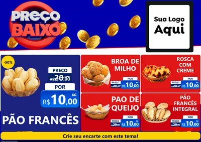 Modelo de Encarte para Encarte A4 Horizontal com o tema Preço Baixo para Padaria