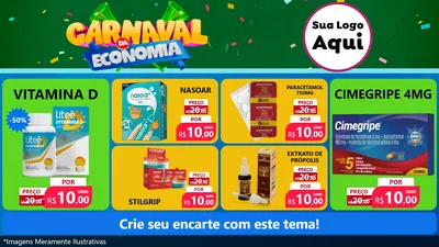 Modelo de TV para TV Horizontal com o tema Carnaval da Economia para Farmácia