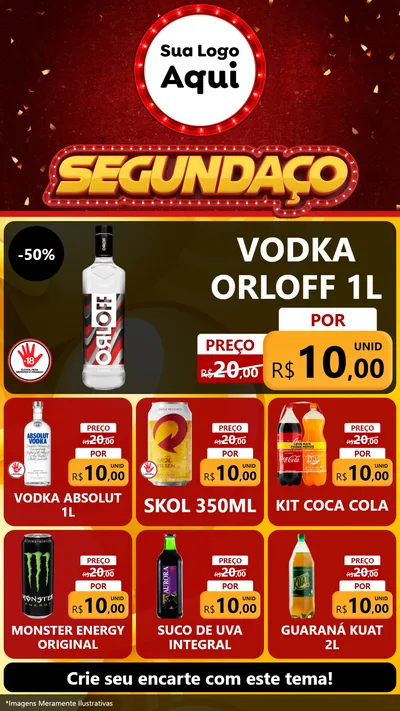 Modelo de Rede Social para Stories com o tema Segundaço para Distribuidora de bebidas