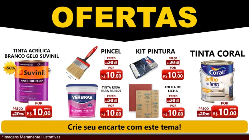 Modelo de TV para TV Horizontal com o tema Ofertas Preto e Vermelho Cartaz para Tintas e Ferramentas