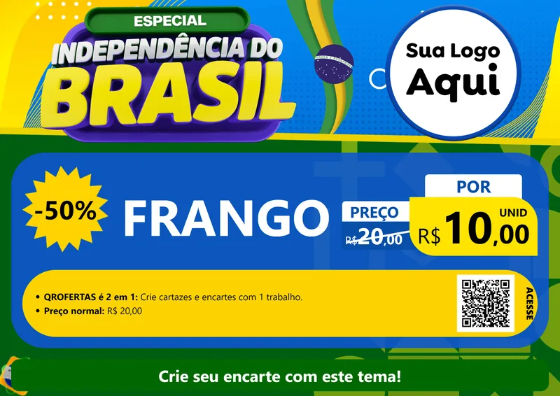 Modelo de Cartaz para Cartaz A4 Horizontal com o tema Especial Independência do Brasil para Assados