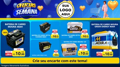Modelo de TV para TV Horizontal com o tema Ofertas de Fim de Semana para Baterias Elétricas