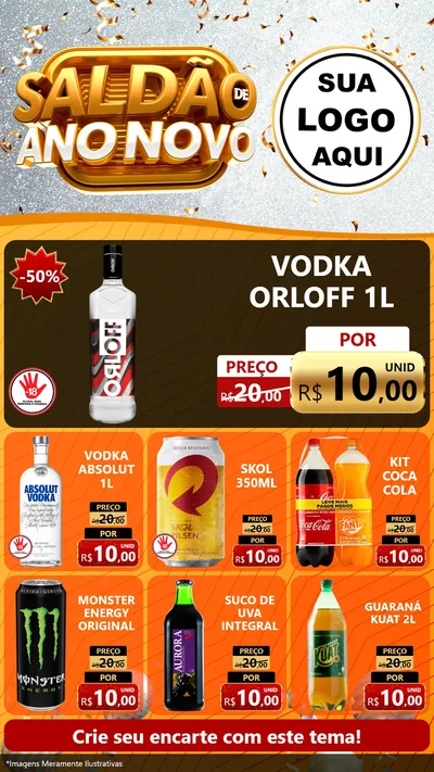Modelo de Rede Social para Stories com o tema Saldão de Ano Novo para Distribuidora de bebidas