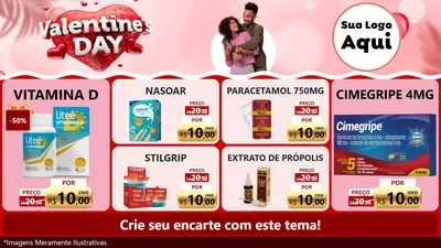 Modelo de TV para TV Horizontal com o tema Valentine's Day para Farmácia