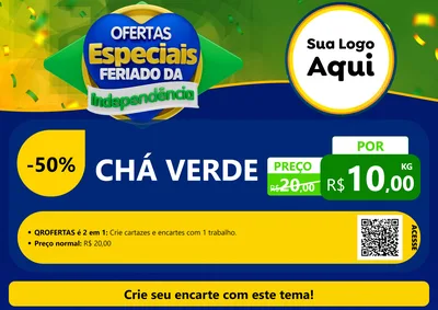 Modelo de Cartaz para Cartaz A4 Horizontal com o tema Ofertas Especiais Feriado da Independência para Produtos Naturais