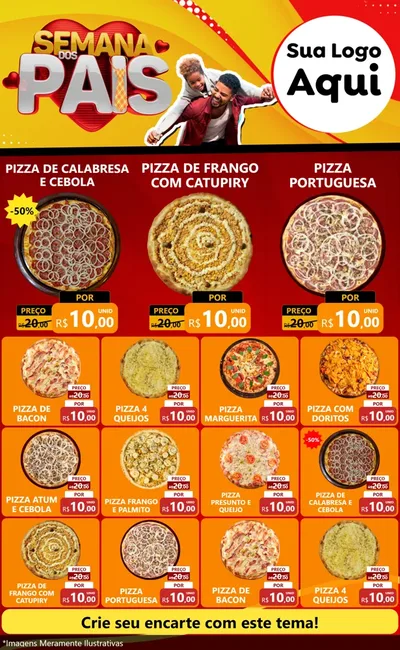 Modelo de Encarte para Encarte Grande com o tema Semana Dos Pais para Pizzaria