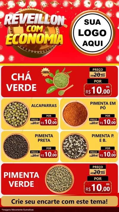 Modelo de TV para TV Vertical com o tema Réveillon com Economia para Produtos Naturais