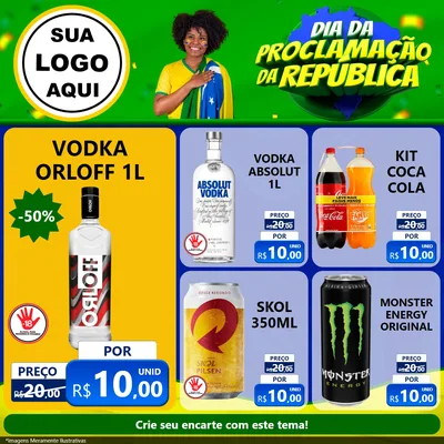 Modelo de Rede Social para Feed Facebook com o tema Dia Da Proclamação Da República para Distribuidora de bebidas