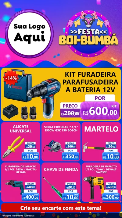 Modelo de Rede Social para Stories com o tema Festa Boi-Bumbá para Maquinas e Ferramentas