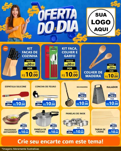 Modelo de Rede Social para Feed Instagram com o tema Oferta do Dia para Utilidades Domésticas