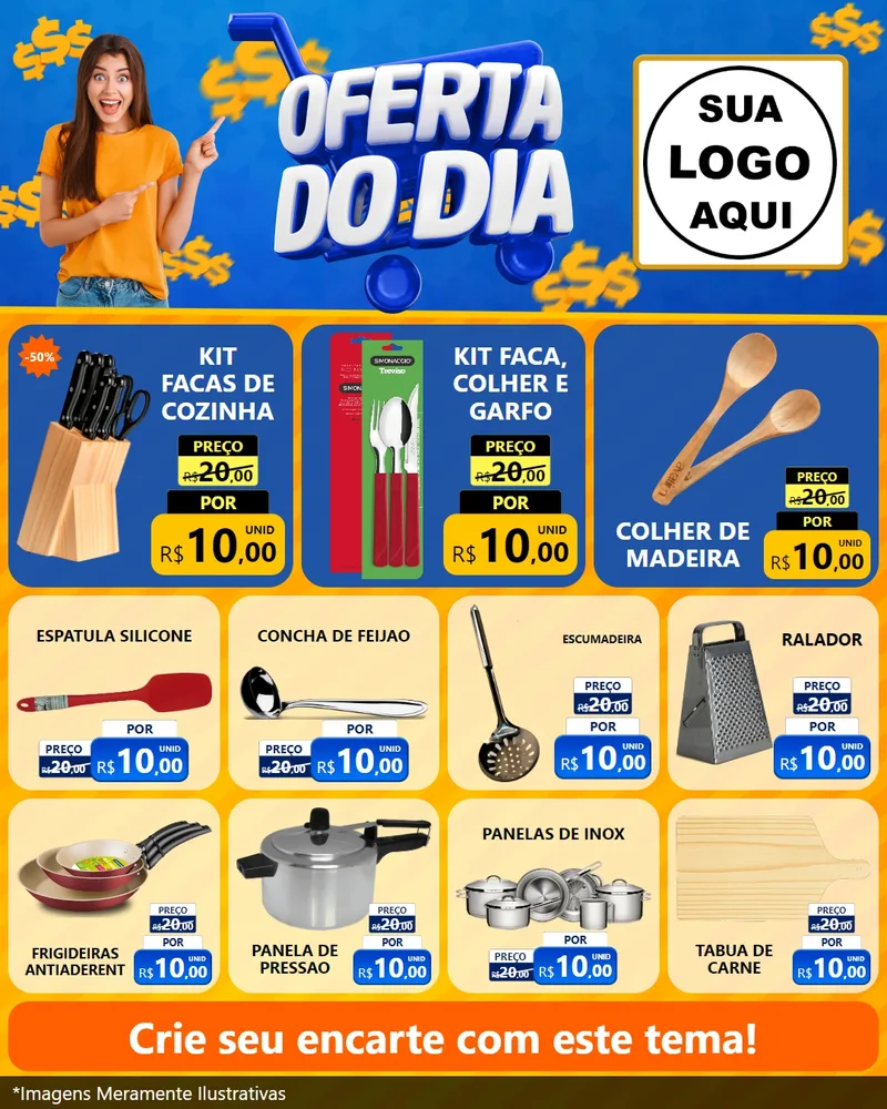 Modelo de Rede Social para Feed Instagram com o tema Oferta do Dia para Utilidades Domésticas