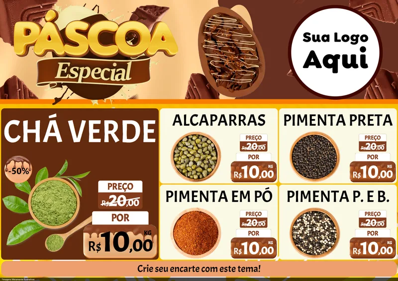 Modelo de Encarte para Encarte A4 Horizontal com o tema Páscoa Especial para Produtos Naturais
