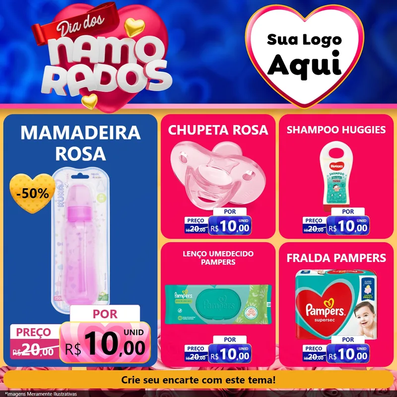 Modelo de Rede Social para Feed Facebook com o tema Dia dos namorados para Bebês